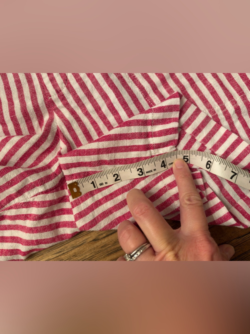 Banana Republic Pink Striped Linen Blend Shorts M Coastal French Riviera - Picture 9 of 12
